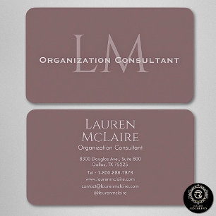 Neutral Mauve Taupe Monogram Företagskort Visitkort