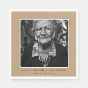 Neutral Milstolpe 100-årsfödelsedagsfoto Pappersservett
