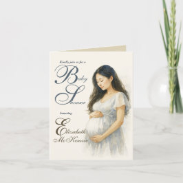 Neutral Minimal Baby Shower Asian Mom to be Inbjudan