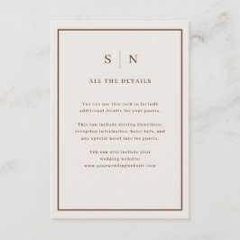 Neutral Minimal Chic Border Wedding Guest Details Tilläggskort