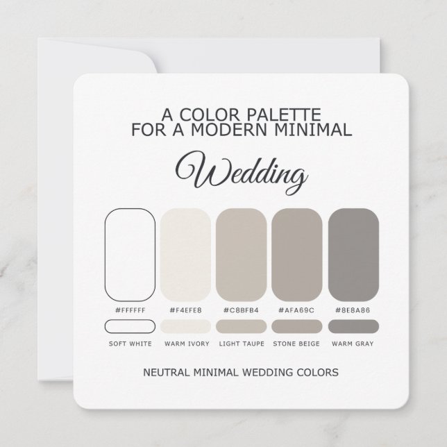 Neutral Minimal Wedding Color Palette Card Inbjudningar (Framsida)