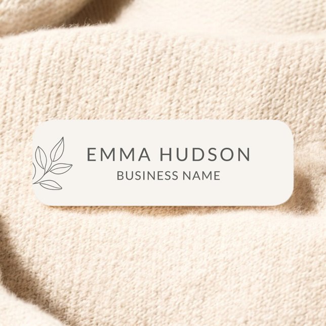 Neutral Minimalist Botanical Small Business  Namnbricka (Skapare uppladdad)
