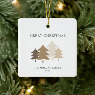 Neutral minimalist julgrans familjenamn julgransprydnad keramik