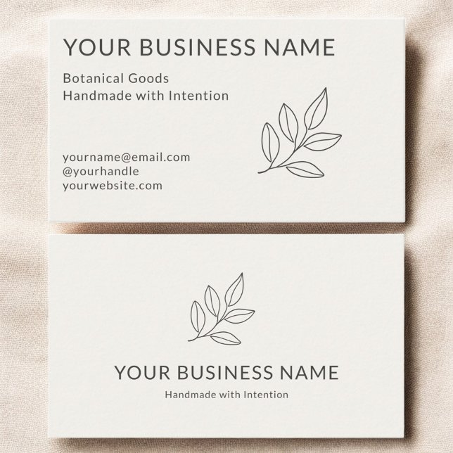 Neutral Minimalist Simple Botanical Small Visitkort (Skapare uppladdad)