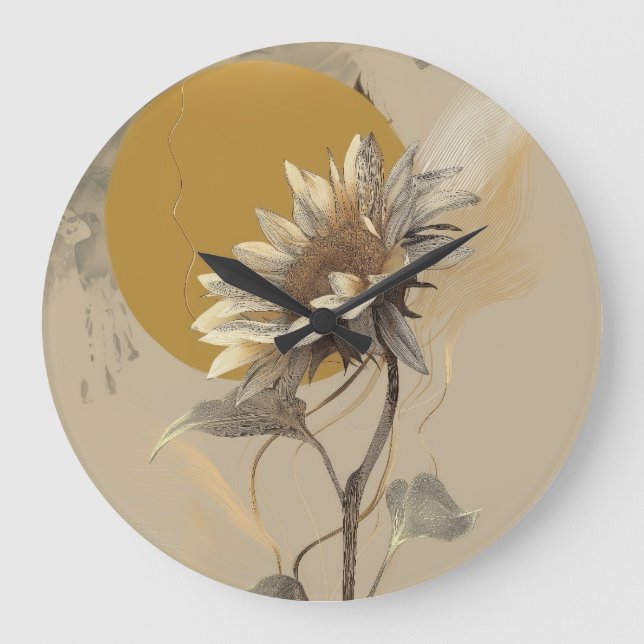 Neutral minimalist solroskontur stor klocka (Framsida)