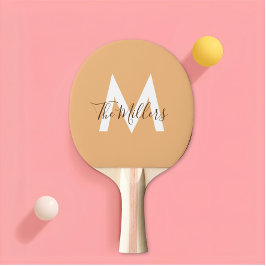  Neutral minimalistisk modern orange monogram  Pingisracket