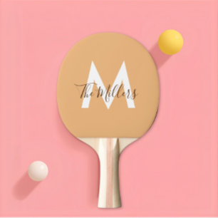 Neutral minimalistisk modern orange monogram Pingisracket