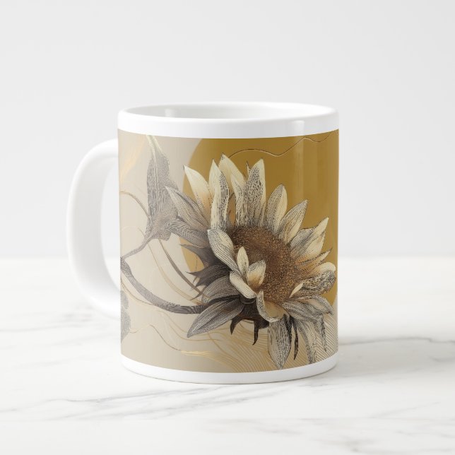 Neutral minimalistisk solroskontur jumbo mugg (Framsida vänster)