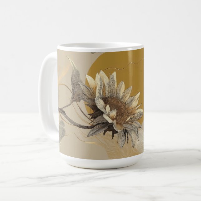 Neutral minimalistisk solroskontur kaffemugg (Framsida vänster)