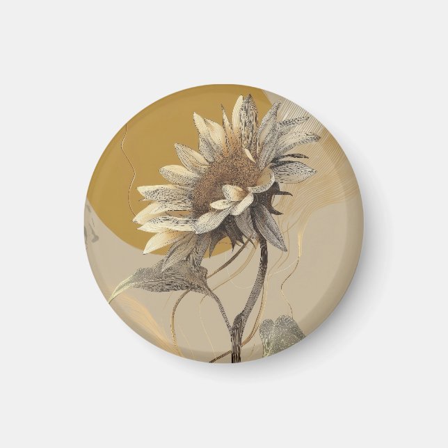 Neutral minimalistisk solroskontur magnet (Framsidan)