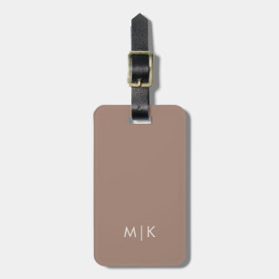 Neutral Mocha Taupe och Elfenben   Modernt Monogra Bagagebricka