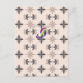 Neutral modern geometrisk blommönster från mitten vykort
