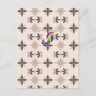 Neutral modern geometrisk blommönster från mitten vykort