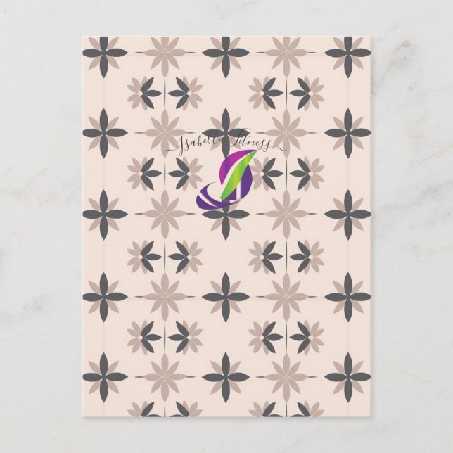 Neutral modern geometrisk blommönster från mitten  vykort (Framsida)