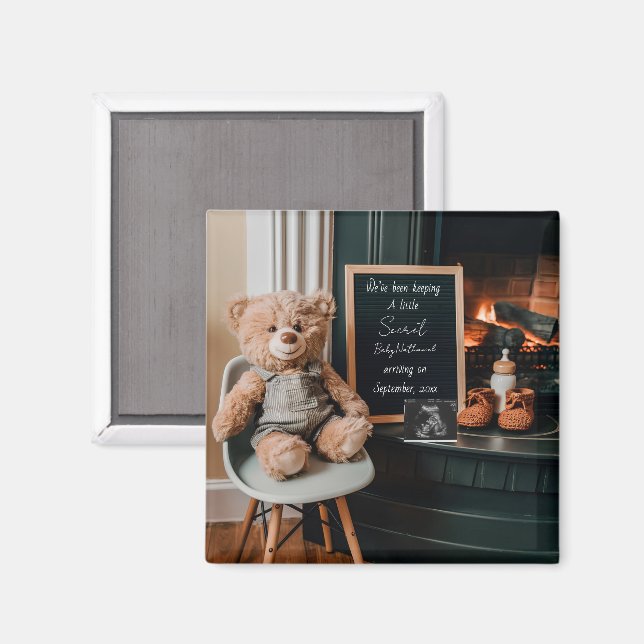 Neutral modern minimal pregnancy announcement gift magnet (Front/Back)