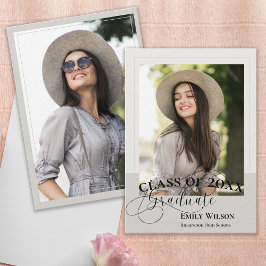 Neutral Modern Photo Graduation Announcement Inbjudningar