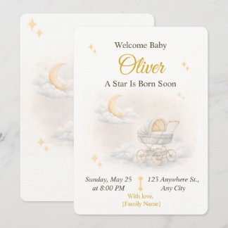 Neutral Moon Baby Shower Invitation Editable Inbjudningar