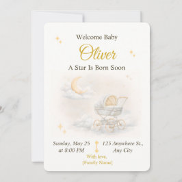 Neutral Moon Baby Shower Invitation Editable Inbjudningar