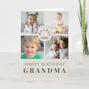 Neutral Mormor Fotocollage Födelsedagskort Kort