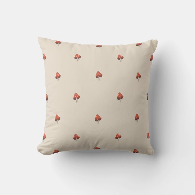 Neutral Mushroom Pattern Pillow Kudde (Framsida)
