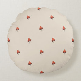 Neutral Mushroom Pattern Pillow - Round Rund Kudde
