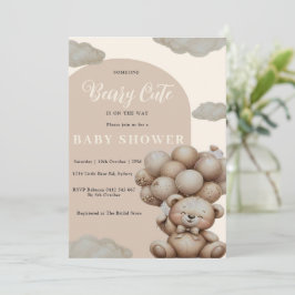 Neutral Nallebjörn Bebis Shower Inbjudan