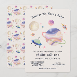 Neutral natt galax rymd måne stjärna baby shower inbjudningar