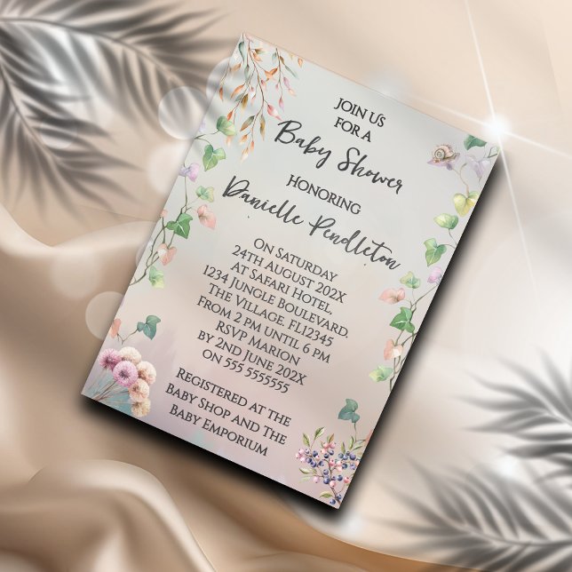Neutral Nature Inspired Baby Shower Invitation Inbjudningar (Skapare uppladdad)