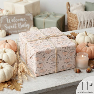Neutral Orange & Cream Liten Pumpa Baby Shower Presentpapper