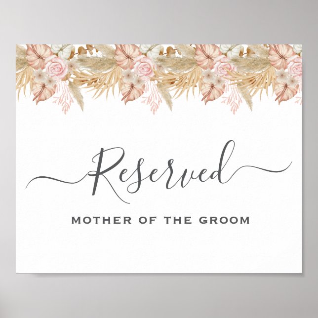 Neutral Palm and Pampas Flower Decor Wedding Poster (Framsidan)