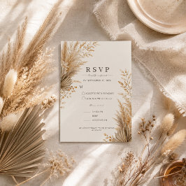 Neutral Pampas Botanisk Bröllops-RSVP-Kort OSA Kort