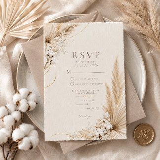 Neutral Pampas Elegans Boho Bröllop RSVP-kort OSA Kort
