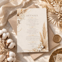 Neutral Pampas Elegans Boho Bröllopsinformationkor