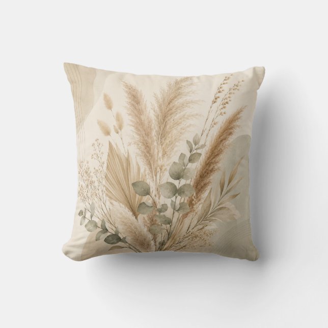 Neutral Pampas Grass Cushion Kudde (Framsida)
