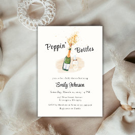 Neutral Poppin Flaskor Champagne Baby Shower Tack Kort