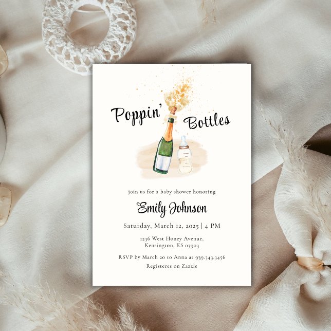 Neutral Poppin Flaskor Champagne Baby Shower Tack Kort (Neutral Poppin Bottles Champagne Baby Shower Thank You Card)