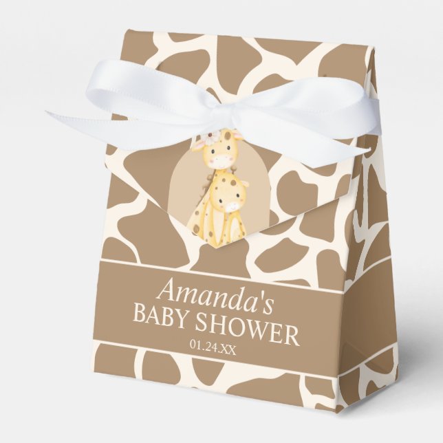 Neutral presentlåda för giraff-babyshower (Framsidan Sidan)