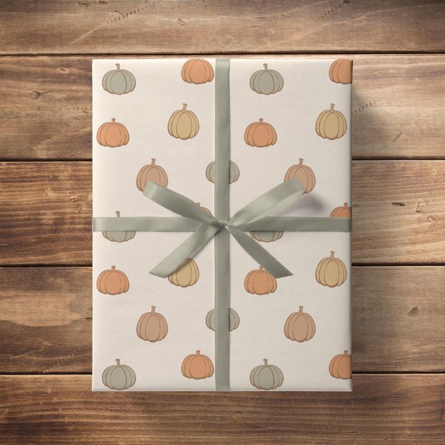 Neutral Pumpa Boho Beige Halloween Höst Dämpad Presentpapper (Skapare uppladdad)