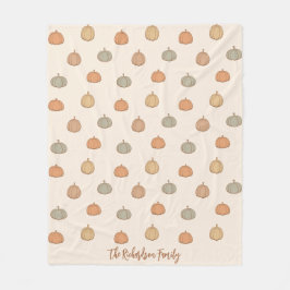 Neutral Pumpa Boho Beige Halloween Höst Namn Fleecefilt