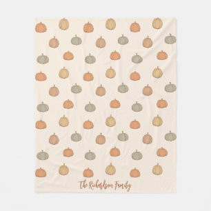 Neutral Pumpa Boho Beige Halloween Höst Namn Fleecefilt