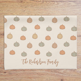 Neutral Pumpa Boho Beige Halloween Höst Namn Kökshandduk