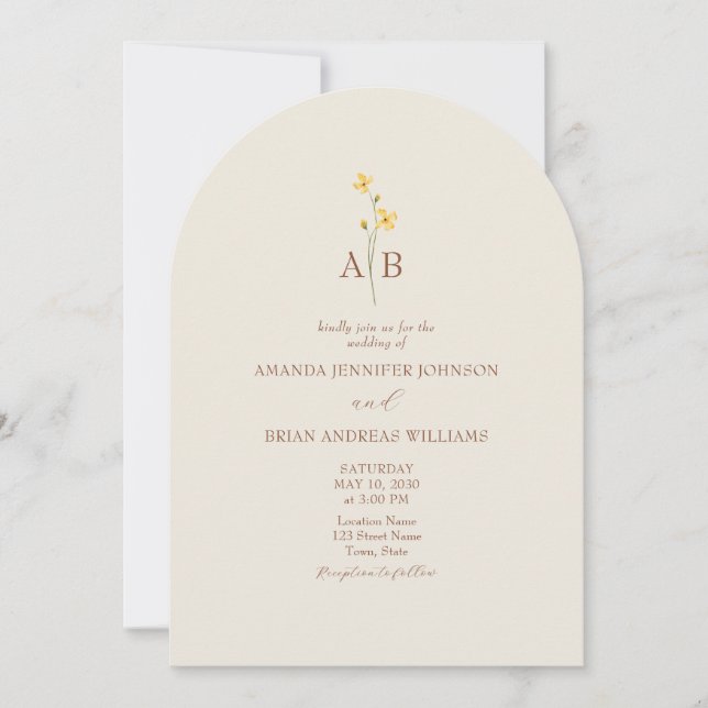 Neutral QR-kod för vildblomma på bröllop Inbjudningar (Framsida)