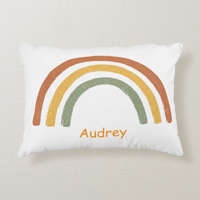 Neutral Rainbow Add a Custom Name Great Gift Prydnadskudde (Framsidan)