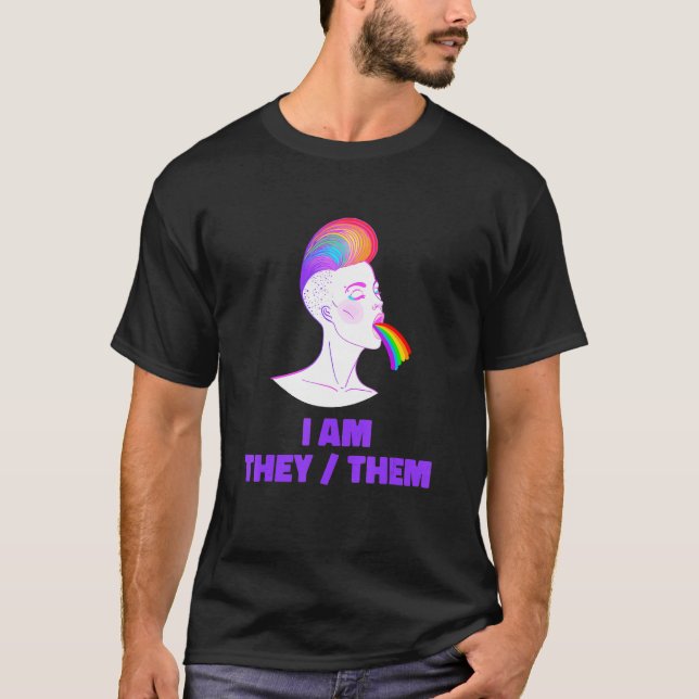 Neutral Rainbow Pride Genderless - Non Binary Gend T Shirt (Framsida)