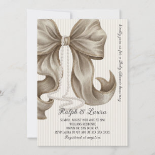 Neutral randig baby shower för flicka inbjudningar