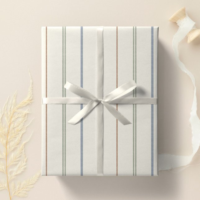 Neutral randig boho jordnära modern minimalistisk presentpapper (Skapare uppladdad)