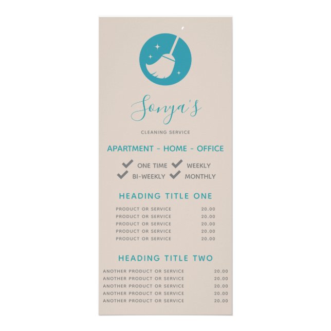 Neutral rengöringstjänst Rack Card  Reklamkort (Framsidan)