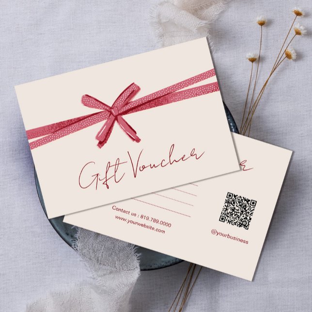 Neutral rosa band på beige presentkort (Neutral pink Ribbon On Beige gift certificate #zazzlemade #giftvoucher #Giftlink $simplegiftvoucher)