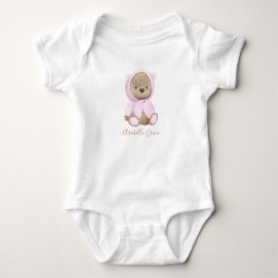 Neutral Rosa Teddybjörn Personligt Namn T Shirt