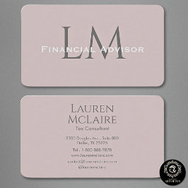 Neutral Rose Taupe Monogram Business Card Visitkort